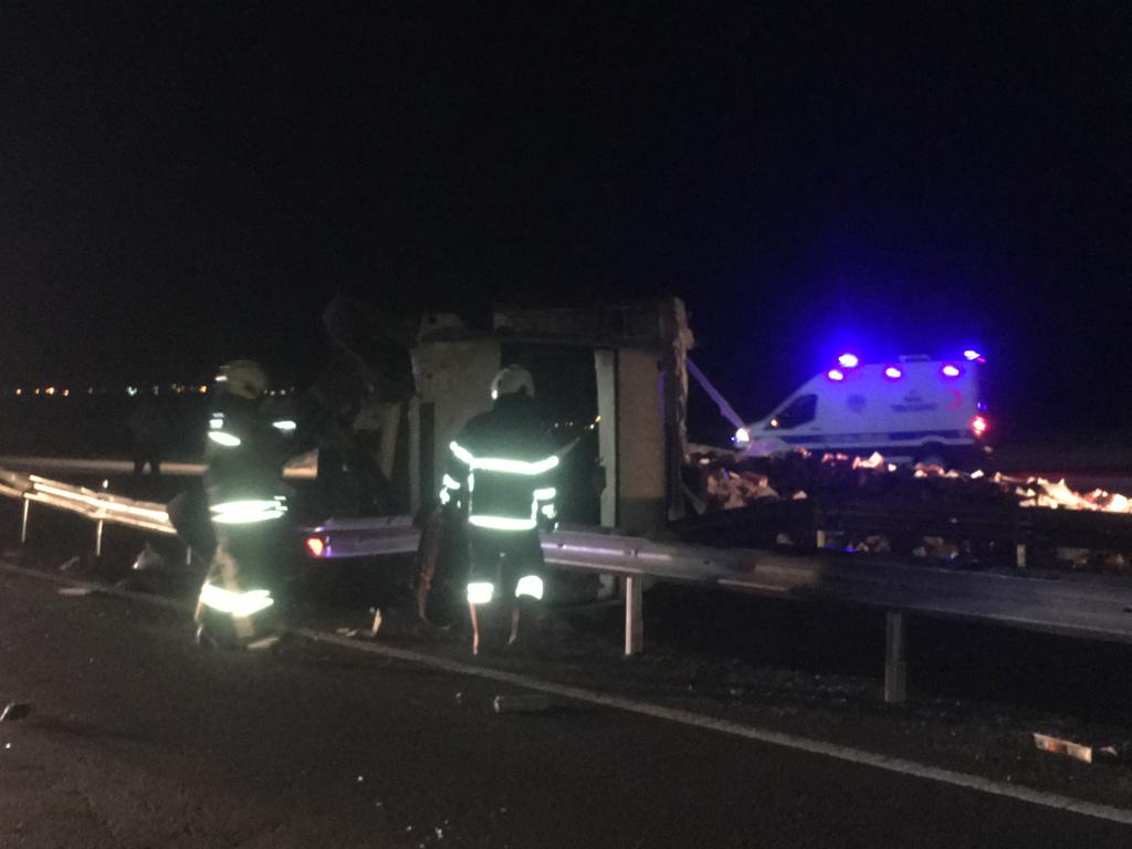 Mardin’de köpeğe çarpınca duran otomobile tır çarptı