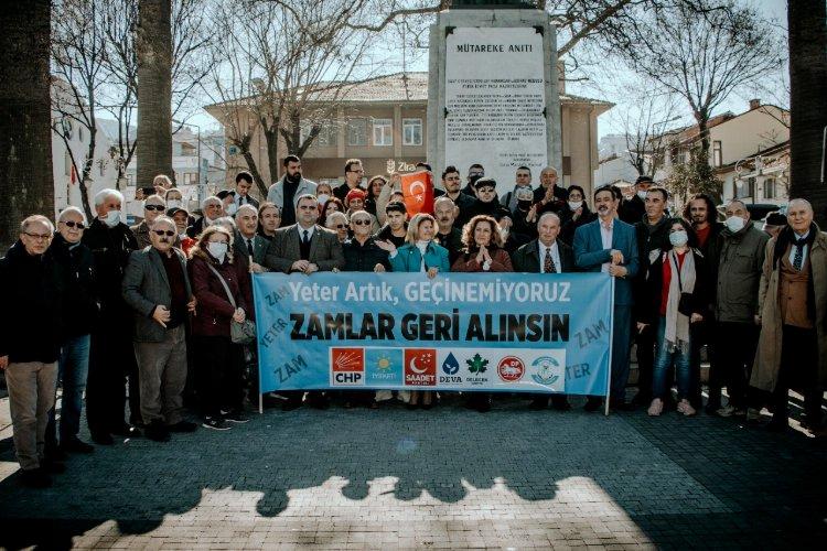 Bursa Mudanya’da 6 partiden hükümete ortak tepki