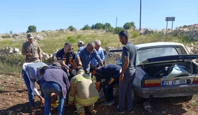 Mardin’de otomobil tarlaya devrildi: 2 yaralı
